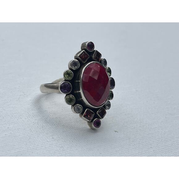 Nicky Butler Signed Ruby Multi Gemstone Ring - Sterling Silver - Size 12 - Picture 4 of 6